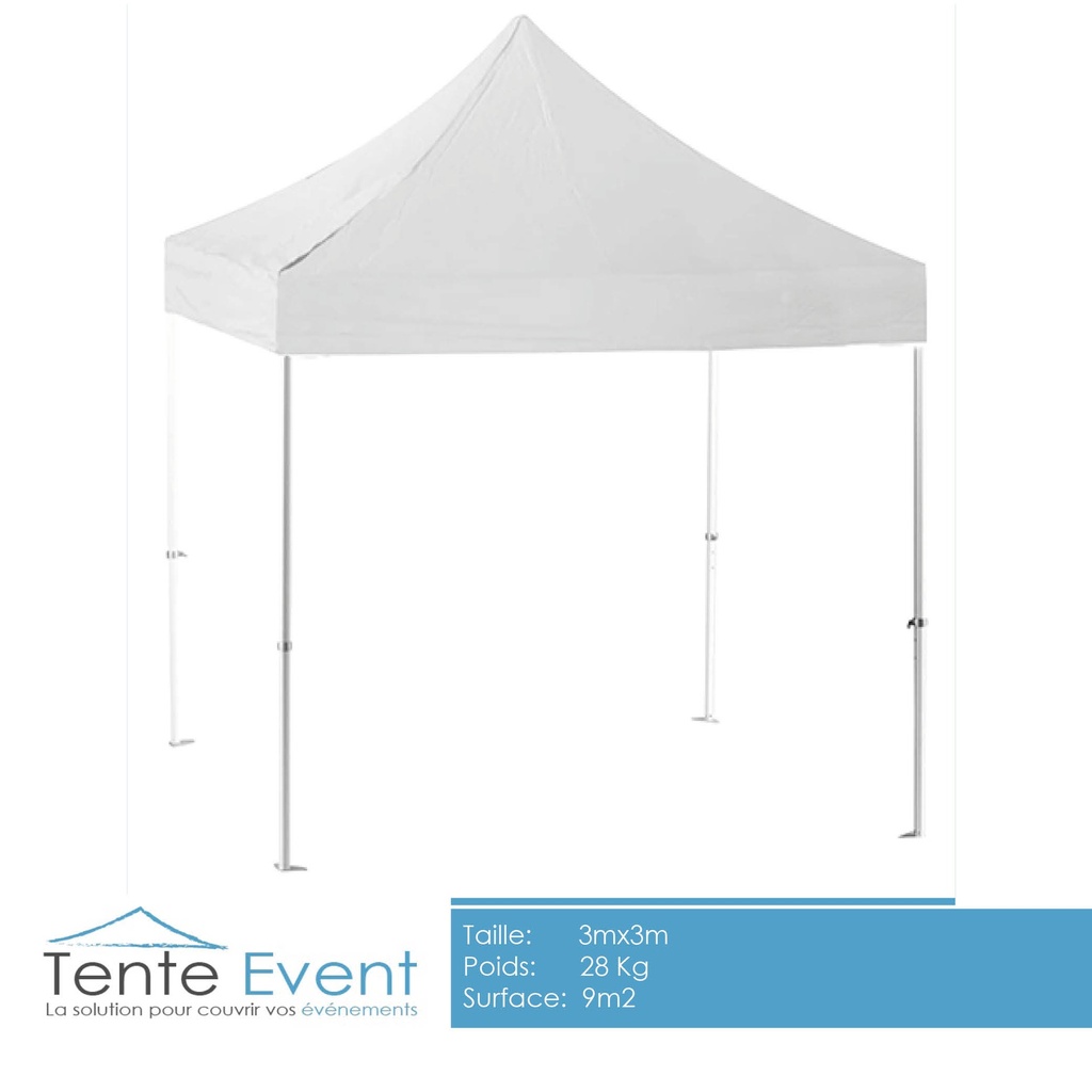 Tente pliable Alu 3x3m Ultra Pliante