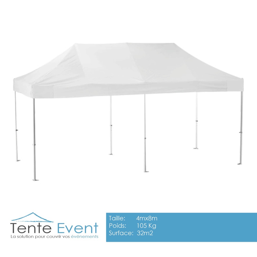 Tente pliable Alu PRO 4mx8m